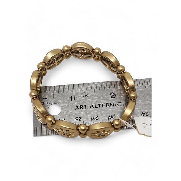 NWT Lia Sophia - Flower "Daisy Chain" Matte Gold Stretch Bracelet - Picture 10 of 10